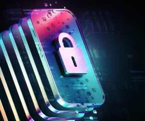 Imagem digitalizada mostra um celular com um ícone de cadeado fechado na frente, indicando formas de bloquear o celular em casos de roubo