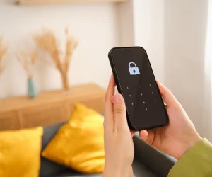 bloqueio do celular de moça para proteger suas contas