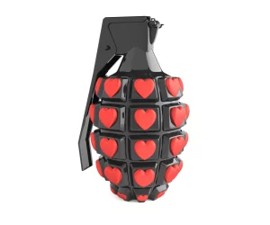 granada preta coberta por corações vermelhos mostra sinais de love bombing