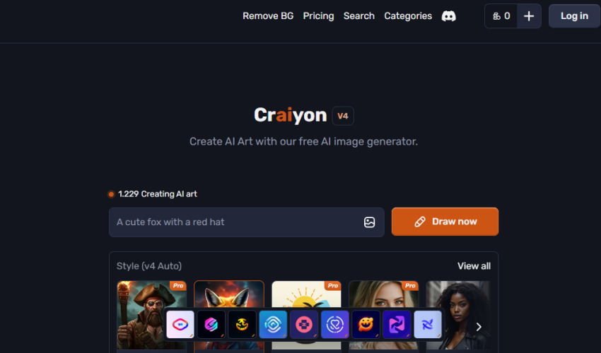 Imagem mostra a home do site Crayon, especializado em criar imagem com inteligência artificial